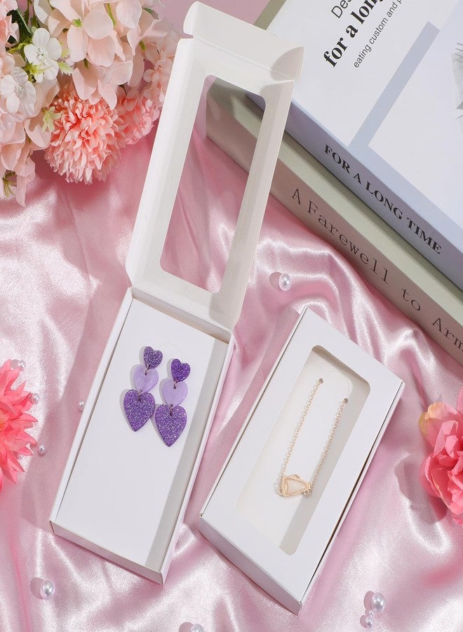 Limbeuuu 50 Pcs Jewelry Packaging Boxes 5.4"x3.4"x0.7" Paper Necklace Gift Box Bulk with Clear Window 50 Display Card 60 Sticker for Displaying Necklaces Rings Bracelets Earrings(White) - Image 3
